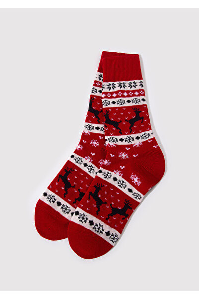 Mavi Yılbaşı Temalı Kırmızı Bot Çorabı 0911658-32421