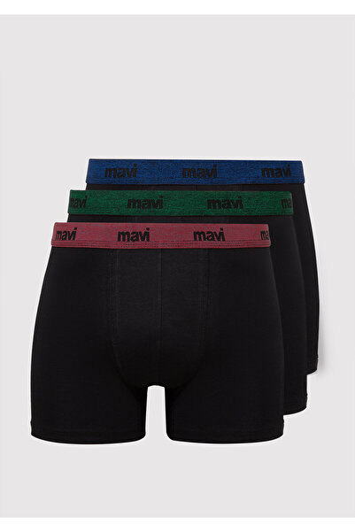 Mavi 3lü Siyah Basic Boxer 0911408-85585