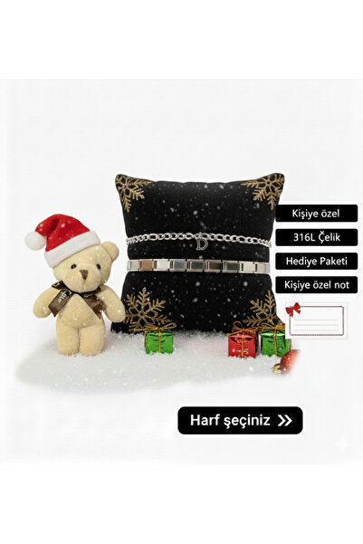 pofudukcase Yılbaşı özel Çelik Bileklik ,Çift bileklik,Ayıcık, 2 li set Sevgi...