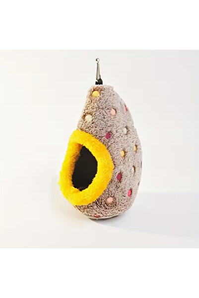 Choice عش ببغاء صغير ومتوسط الحجم، ذو حواف صفراء، مصنوع من القطيفة، مناسب لفص...