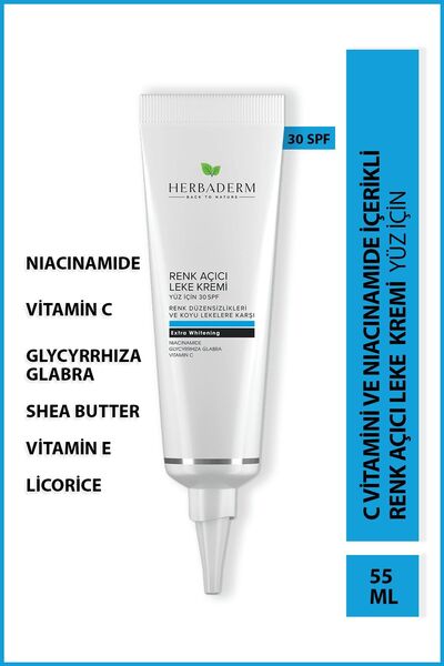 Herbaderm Cilt Beyazlatıcı Renk Açıcı Yüz Için Leke Kremi 55 ml