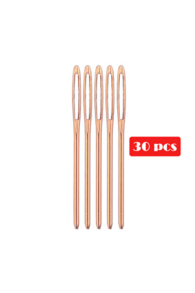 Choice مجموعة إبر خياطة يدوية معدنية من MIUSIE، لون ذهبي وردي، 30 قطعة، ذات عيون كبيرة ملونة، طول 7 سم، برأس غير حاد.