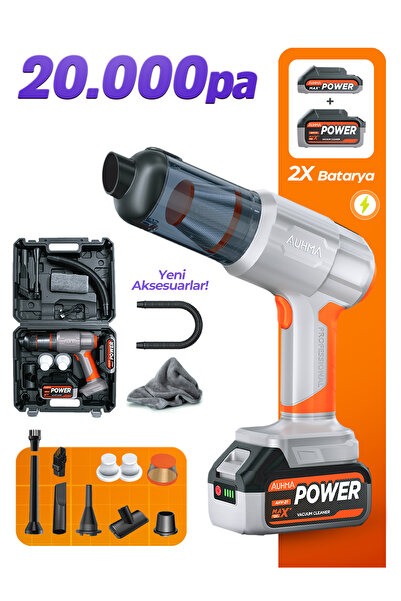 auhma AHV-21 20.000Pa Şarjlı Araç Süpürgesi ve Hava Üfleyici - Çift Bataryalı...