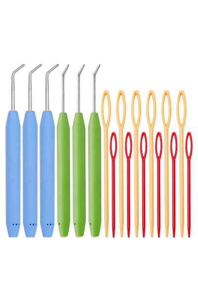 Choice مجموعة خطافات نول حياكة من النوع الثاني، 6 قطع، خطافات نول حياكة مع إبر حياكة بلاستيكية، خطافات إبرة كروشيه