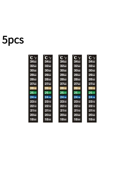 Choice ٥ قطع من مقاييس الحرارة الرقمية اللاصقة لأحواض السمك المنزلية، شريط مز...