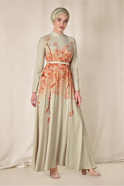 Alvina Floral Patterned Waist Belly Dress 4144