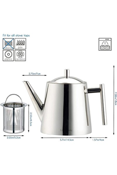Choice 1500ml Easyworkz Stainless Steel Tea Pot with Removable Tea Infuser, P...