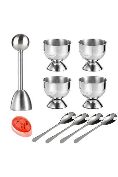 Choice مجموعة فتاحات بيض إبداعية مكونة من 10 قطع، تتضمن صينية بيض وملاعق، مصنوعة من الفولاذ المقاوم للصدأ.