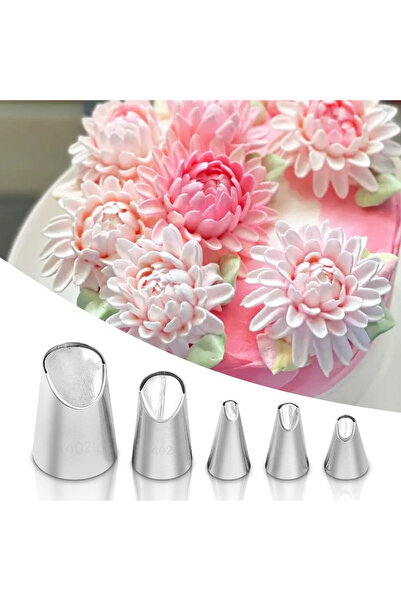Choice 5PCS 5PCS Chrysanthemum Piping Tips Set -Stainless Steel Cake Decorati...