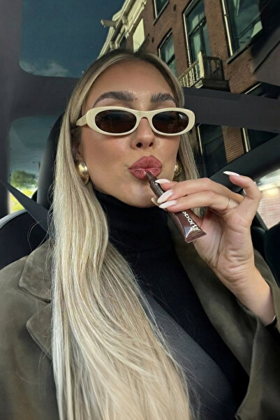 Eyesofia نظارة شمسية لوران سليم ديزاين رفيعة Uv400 للجنسين باللون البيج والبني