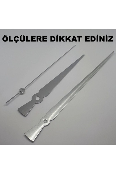 Aypaş Duvar Saat Mekanizması Için Uzun Akrep Yelkovan Seti - Gümüş