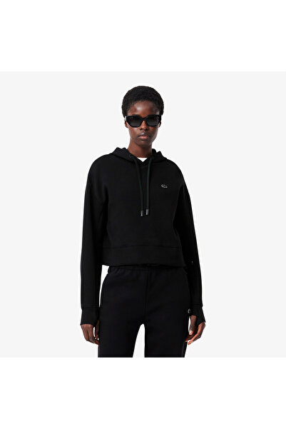 Lacoste Women's Relaxed Fit Hooded Black Sweatshirt