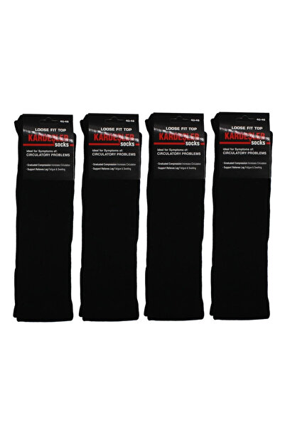 KARDEŞLER ÇORAP Men's Cotton Knee-High Thermal Winter Towel Thick Black Socks 4-Pack