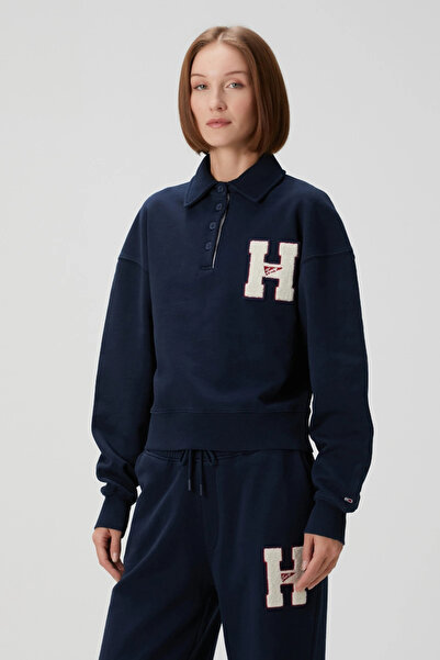 Tommy Jeans Tommy Hilfiger Tjw H Graphic Hwk Polo Women Blue Sweatshirt Dw0Dw...