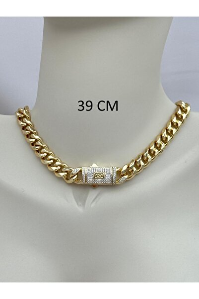 Luseda Gold Renk 39CM Kararmaz Çelik Kalın Gurmet Zincir Kolye