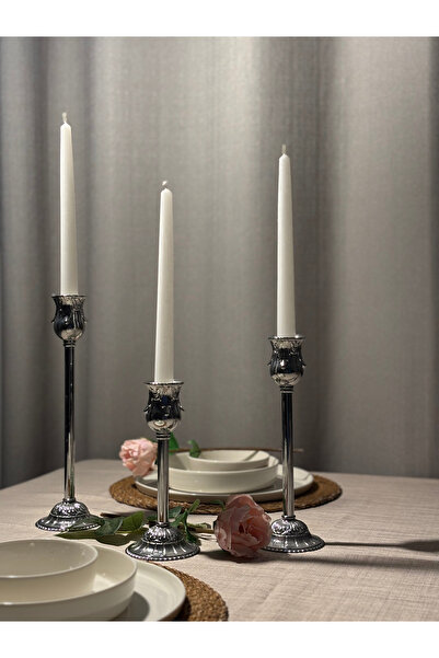 LUXAY HOME ROYAL 3'LÜ METAL KROM ŞAMDAN & MUMLUK SETİ