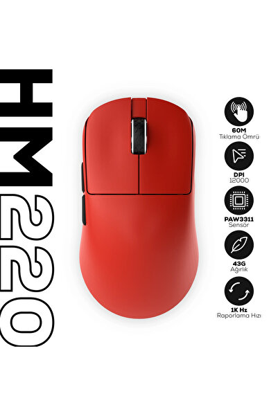 Hawk Gaming Chair HM220 1K Hz 12000 DPI Tri-Mode Kablosuz/Bluetooth Kırmızı G...