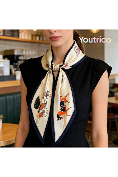 Youtrico وشاح طويل قطري 147 سم، مناسب لجميع المواسم، وشاح متعدد الاستخدامات وربطة عنق، وربطة شعر، وحزام حقيبة