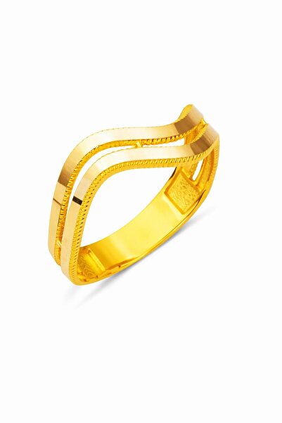 Çgk Çiğdem Gürel Kuyumculuk 14 Ayar Altın Zikzak Ajda 2 Sıra Kaburga Yüzük