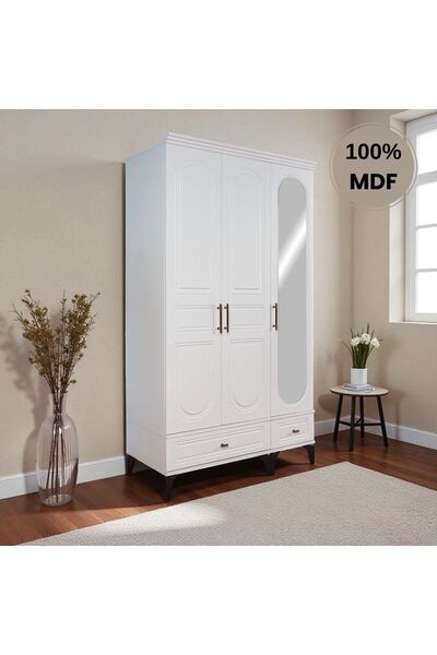 comiet Slope 3 Kapaklı Mdf Ayaklı Tasarım Country Gardırop