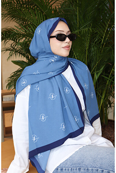 sefamerve Gemusterter Capri-Schal 70351-01 Marineblau Indigo