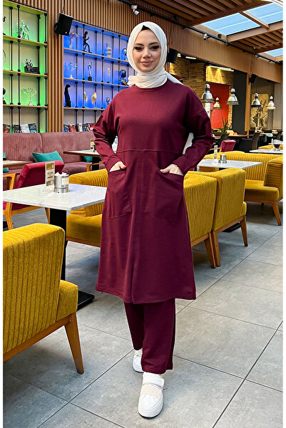 sefamerve İki İplik Cepli Eşofman Takım 03067-03 Bordo