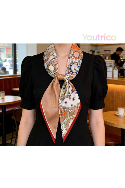 Youtrico وشاح حريري منقوش، عصابة رأس ورقبة مزدوجة الجوانب، أجواء الخريف والشتاء