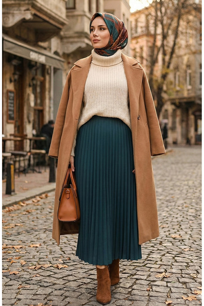 sefamerve Plissee-Rock 0027-08 Smaragdgrün