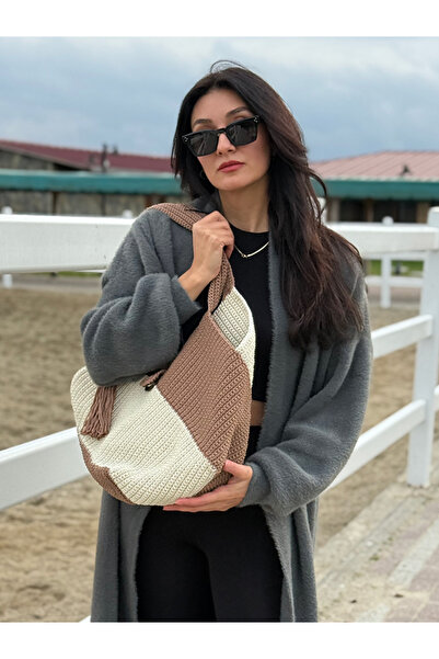 Duya Bags حقيبة كتف فيونا منسوجة يدويًا بلونين