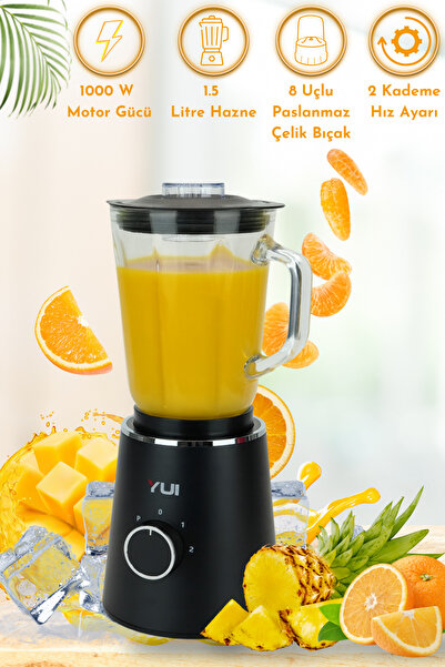 Yui M27 1000W Cam Hazneli Kişisel Smoothie Blender Siyah