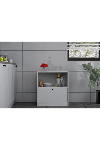 Nettrends Kapaklı Raflı Beyaz Çok Amaçlı Dolap 65,4 Cm Çıtasız Ça-d-1139-ç