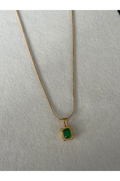 Font Stone Gold Frame Steel 316L Necklace