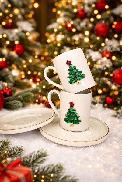 Sillage Home شجرة عيد الميلاد لشخصين، شجرة الصنوبر، مجموعة أكواب لشخصين