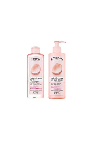 L'Oreal Paris Değerli Çiçekler 2 Li Set Temizleme Sütü 400ml  Tonik 400ml Kur...