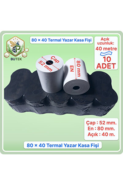 EREN Kağıtçılık 80x40 ; 10 Adet Rulo; Termal Yazar Kasa Pos Rulosu ; (Termal ...