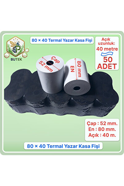 EREN Kağıtçılık 80x40; 50 Adet Rulo; Termal Yazar Kasa Pos Rulosu