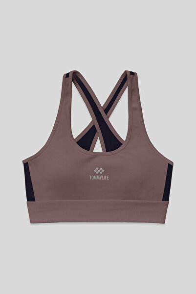 TOMMY LIFE Bustieră sport pentru femei Dusty Rose Cross Back Detailed Slim Fi...