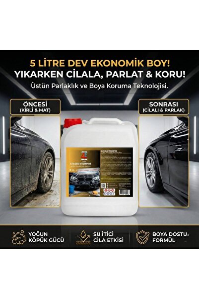 4E CARE Cilalı Oto Şampuanı 5 LT (Yıkama Süngeri Hediye)