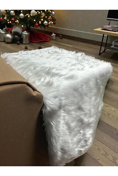PLUSH STUDIO YARIM Ymf Beyaz Uzun Tüylü, Beyaz Peluş Kumaş 50x150cm Tekstil, Ev Tekstili