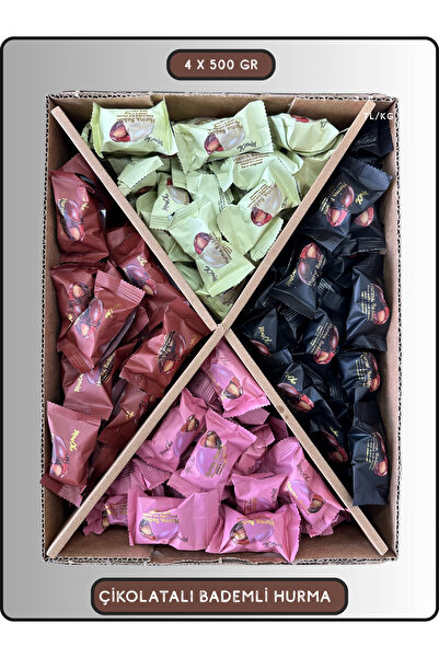 NUTAVİA Çikolatalı Hurma Karışık Paket 4x500 gr(Bitter-Sütlü-Beyaz-Çilek)
