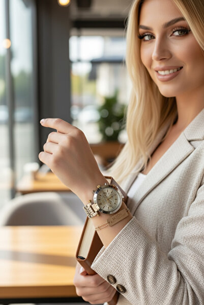 Choppers Bronz Spor Kadın Çelik Kordon Hediyelik Kol Saat