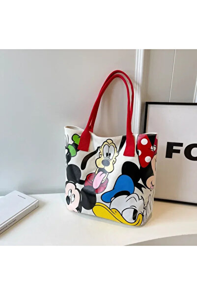 Choice حقيبة كتف كبيرة متعددة الاستخدامات من قماش الكانفاس بتصميم ميكي ماوس ا...