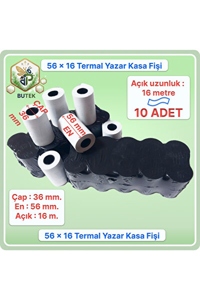 EREN Kağıtçılık 56x16 ; 10 Adet Rulo ; Termal Yazar Kasa Pos Rulosu ; (Termal...