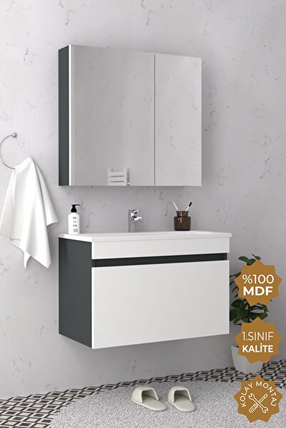 TETA HOME Mersin 65 Cm Mdf Banyo Dolabı Seti