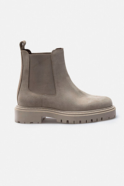 RUJO Açık Bej Hakiki Deri Lastikli Chelsea Kadın Bot