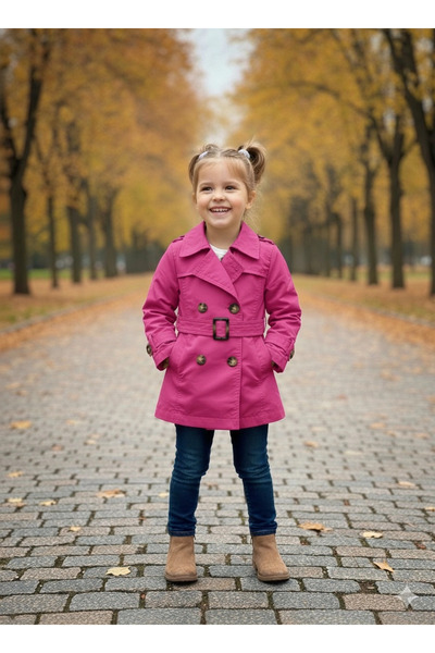 Orca Kids Fashion 2-8 Years Old Trench Coat Pink Premium