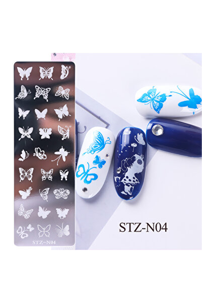 BTN Kelebek Temalı Protez Tırnak Nail Art Stamping Damgalama Baskı Plakası ST...