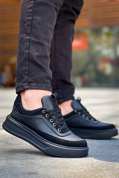 Zapatos Kb006 Men's Daily Lace-Up Leather Sports Sneakers Shoes Cst - Black