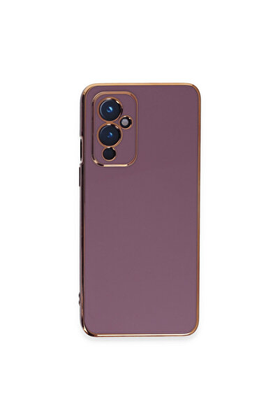AKSEFİZZ One Plus 9 Kılıf Parlak Soft Yüzeyli Kamera Korumalı Altın Kenarlı K...