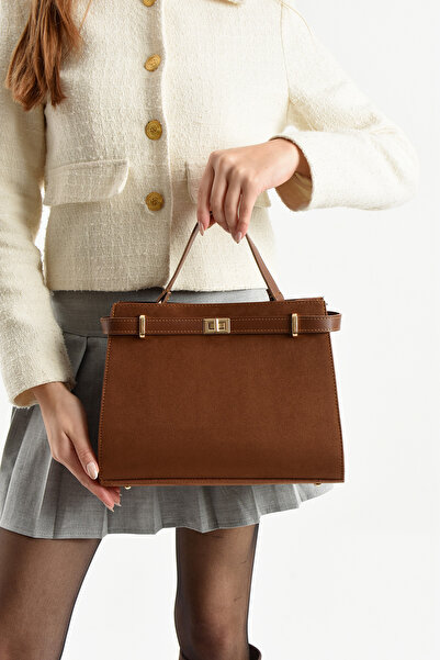 cocy-col حقيبة يد وكتف نسائية من موديل مينديز مصنوعة من جلد الغزال البني